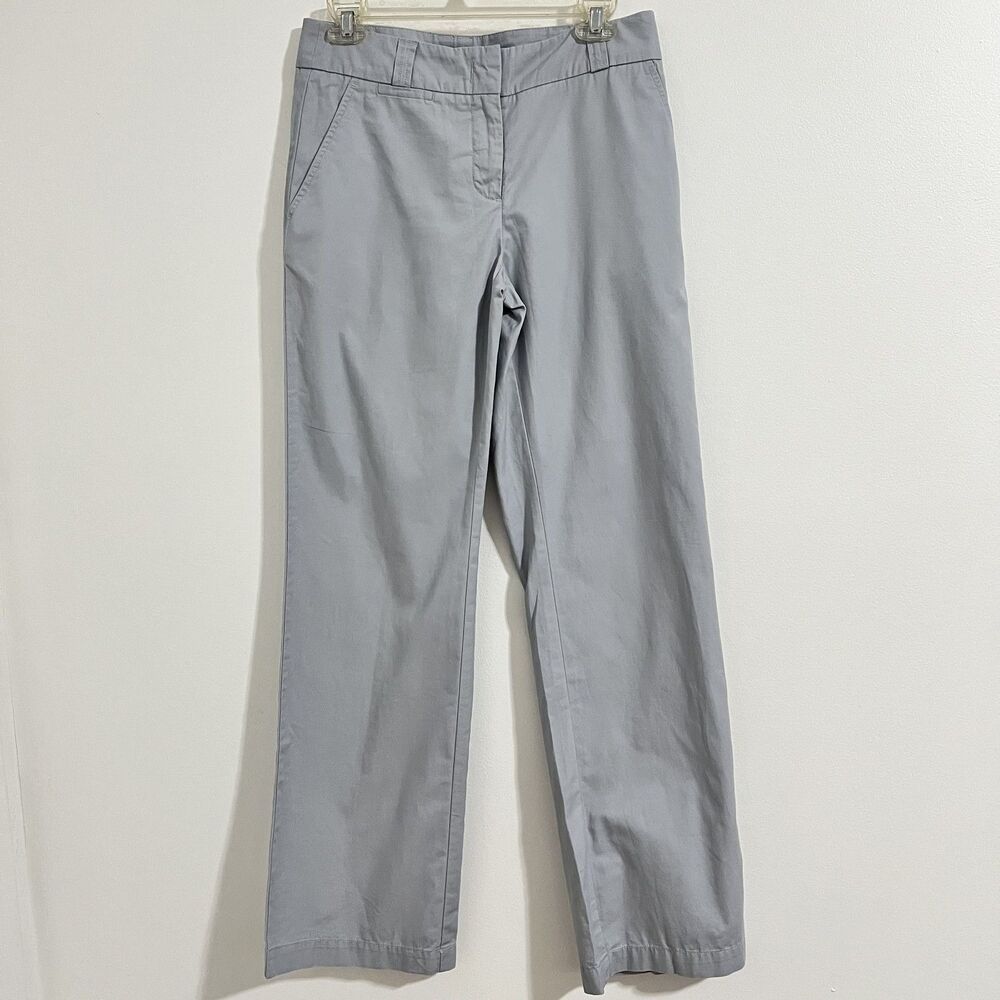 Garnet Hill Pants Womens 4 Gray Straight Leg Cotton Casual Work Office Flawed